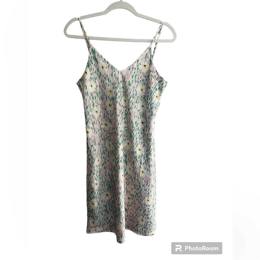 Boutique daisy silk slip dress.